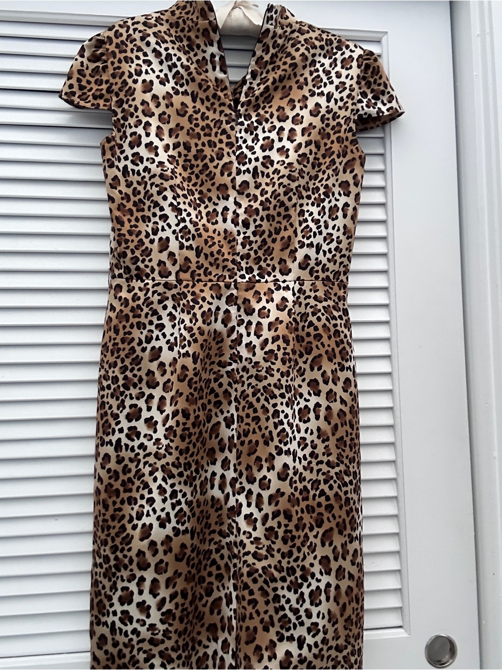 Tahari Leopard Print Midi Dress in Brown and Cream